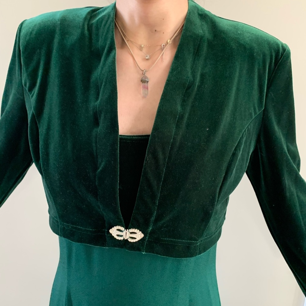 Formal night dress size 10 forest green two pieces